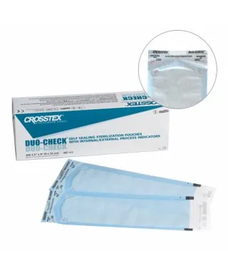 SPS Medical Supply - Duo-Check - SCX - Duo Check Sterilization Pouch Duo Check Ethylene Oxide (EO) Gas / Steam 2 3/4 X 9 Inch Self Seal Paper