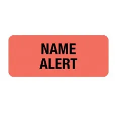 First Healthcare Products - 50772 - Pre-printed Label Advisory Label Red Paper Name Alert Black Alert Label 15/16 X 2-1/4 Inch