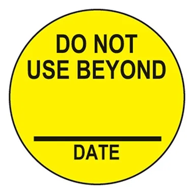 Health Care Logistics - Indeed - 18333 - Pre-printed Label Indeed Auxiliary Label Yellow Paper Do Not Use Beyond Date Black Safety And Instructional 3/4 Inch