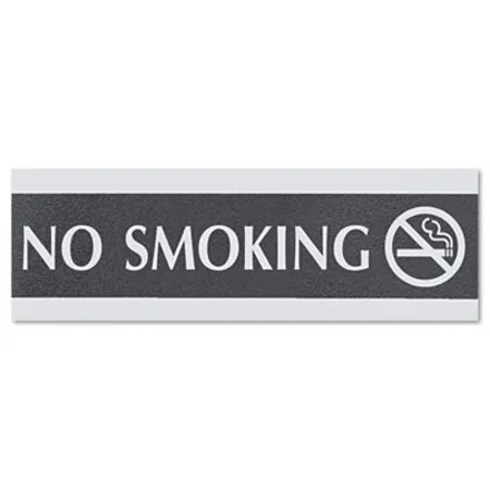 Headline Sign - USS-4757 - Century Series Office Sign, No Smoking, 9 X 3, Black/silver