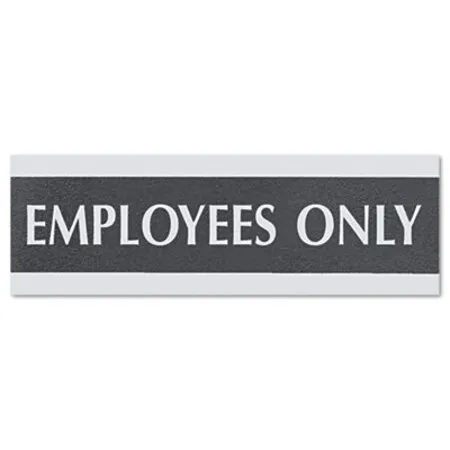 Headline Sign - USS-4760 - Century Series Office Sign, Employees Only, 9 X 3, Black/silver