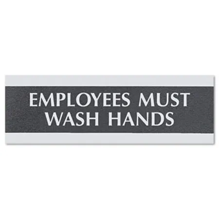 Headline Sign - USS-4782 - Century Series Office Sign, Employees Must Wash Hands, 9 X 3