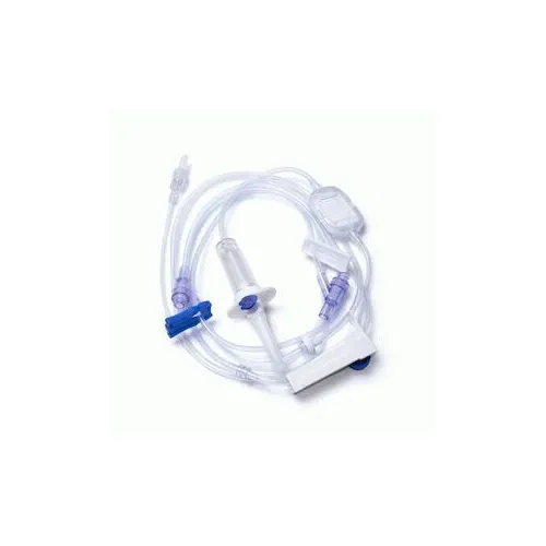 Amsino - FP106FY2 - IV Pump Admin Set Includes Backcheck Valve -2- Needle-Free Valves Roller Clamp -2- Slide Clamps 0-22 Micron Filter Rotating Male Luer Lock with Retractable Collar
