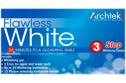 Archtek Dental - From: 721 To: 722 - FLAWLESS One case with mirror containing two 22% Carbamide peroxide syringes and two "Boil & Bite" Dental Trays and 12 Toothpaste Tablets