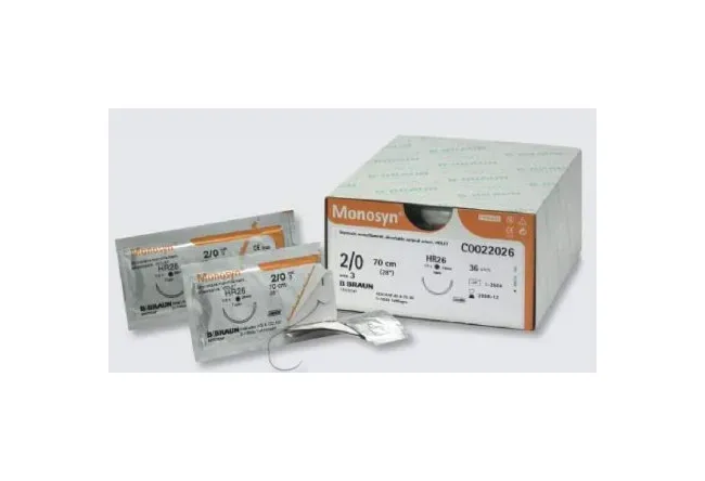 Tissue Seal - Monosyn - C0023623 - Absorbable Suture With Needle Monosyn Glyconate Dsmp19 3/8 Circle Reverse Cutting Needle Size 5 - 0 Monofilament