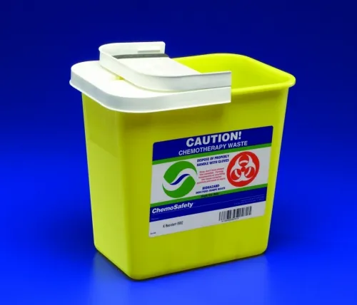 Cardinal Health - SharpSafety - 8985PG2 -   Chemotherapy Sharps Container, PGII rated to allow for DOT approved transport, Hinged Lid, Yellow, 8 Gallon Capacity, Molded in Carrying Handles.