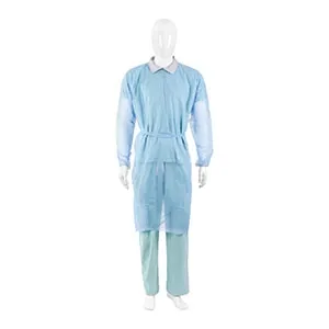 Cardinal Health - 1200PG - Med Basic Isolation Gown made from blue spunbond polypropylene, features ties at the neck and waist, a full back design and elastic wrists. Universal size. For use in minimal fluid settings.