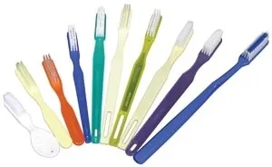 Dukal - TB46 - Toothbrush, 46 Tuft, Translucent Green Handle, Rounded White Nylon Bristles, 144/bx, 10 bx/cs