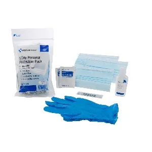 First Aid Only - 91227 - 5 Day Personal Protection Pack, 22 Piece, Includes: (10) Nitrile Exam Gloves, (5) Face Masks, (5) Surface Wipes, (1) 2oz Hand Sanitizer, (1) Disposable Thermometer (DROP SHIP ONLY)