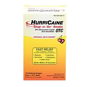 Beutlich LP Pharmaceuticals - HurriCaine - From: 0283-0104-72 To: 0283-0569-72 - Snap  n  Go Swab, Individually Wrapped, Unit Dose, 72/bx