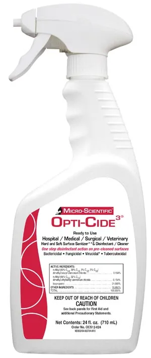 Micro-Scientific - OCS12-024 - Opti-Cide3 Disinfectant, 24 oz Spray Bottle, 12/cs (Contenental US Only) (Item is considered HAZMAT and cannot ship via Air or to AK, GU, HI, PR, VI) (72 cs/plt)