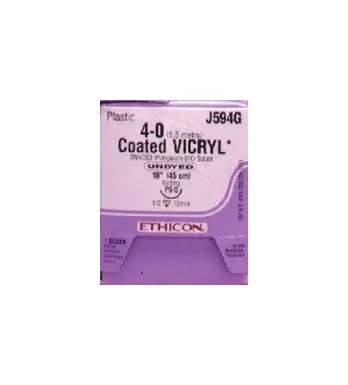 Ethicon Suture - J701D - ETHICON VICRYL (POLYGLACTIN 910) SUTURE TAPER POINT SIZE 0 818" VIOLET BRAIDED NEEDLE MO4 1DZ/BX