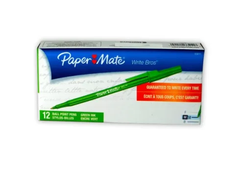 Kole Imports - HA466 - Papermate 12 Pack Green Ballpoint Pen