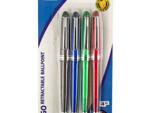 Kole Imports - HG394 - Retractable Black Ball Point Pens Set