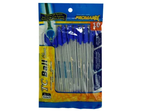 Kole Imports - OP518 - Blue Stick Pens With Caps