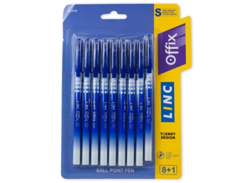 Kole Imports - OP889 - Blue Super Smooth Medium Ball Point Pen 9 Pack