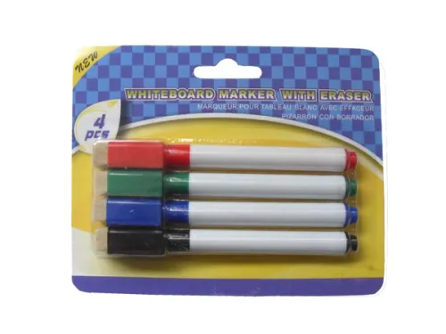 Kole Imports - UU019 - Dry Erase Markers, Pack Of 4 With Erasers