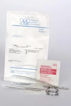 MEDICAL ACTION INDUSTRIES - M2633 - Medical Action Suture Removal Kit Tray Includes: (1) SS Iris, (1) Metal Insert Forceps, (1) Alcohol Prep Pad, Gauze, Sterile
