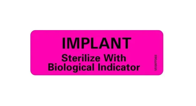 Precision Dynamics - Barkley - MV06FP0468 - Pre-printed Label Barkley Advisory Label Pink Implant Sterilize With Biological Indicator Black 1 X 2-15/16 Inch