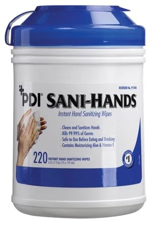 PDI - Professional Disposables - P15984 - Instant Hand Sanitizing Wipe, Large, 6" x 7&frac12;", 220/can, 6 can/cs (50 cs/plt) (US Only) (Item is considered HAZMAT and cannot ship via Air or to AK, GU, HI, PR, VI)