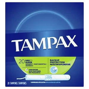 Procter & Gamble - 7301038012 - Tampax Super Absorbency Tampons, Unscented, 20/bx, 24 bx/cs