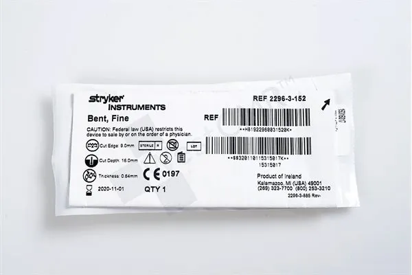 Stryker - 2296-3-152 - STRYKER -BENT, FINE 9.0MM X 16MM X 0.64MM