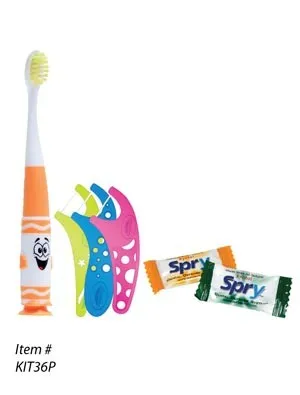 Sunstar Americas - KIT36P - Kids Crayola Pip-Squeaks Patient Pack Includes: 144 GUM Crayola Pip-Squeaks Kids Toothbrushes, 144 Crayola Flosser 3-Packs, 288 of Xylitol Gum